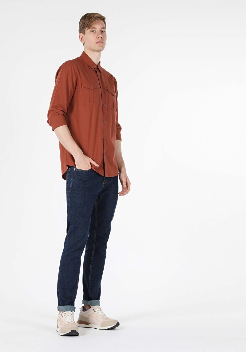 Зображення Сорочка З Довгим Рукавом Чоловіча Коричнева Cl1058248