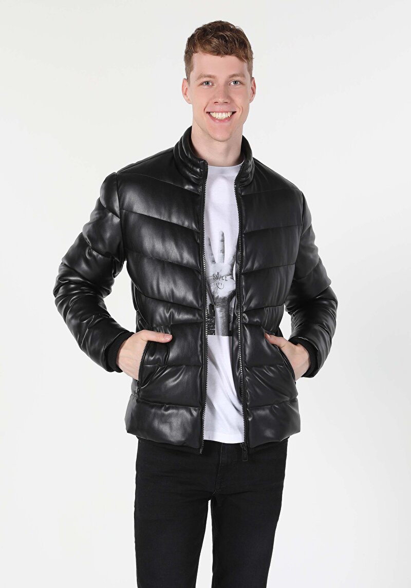 Зображення Куртка З Еко-шкіри Чоловіча Чорна  Cl1055602