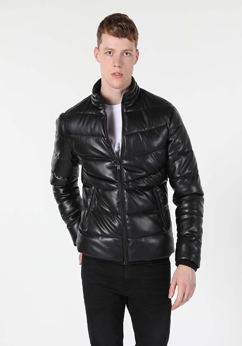 Показати інформацію про Куртка З Еко-шкіри Чоловіча Чорна  Cl1055602