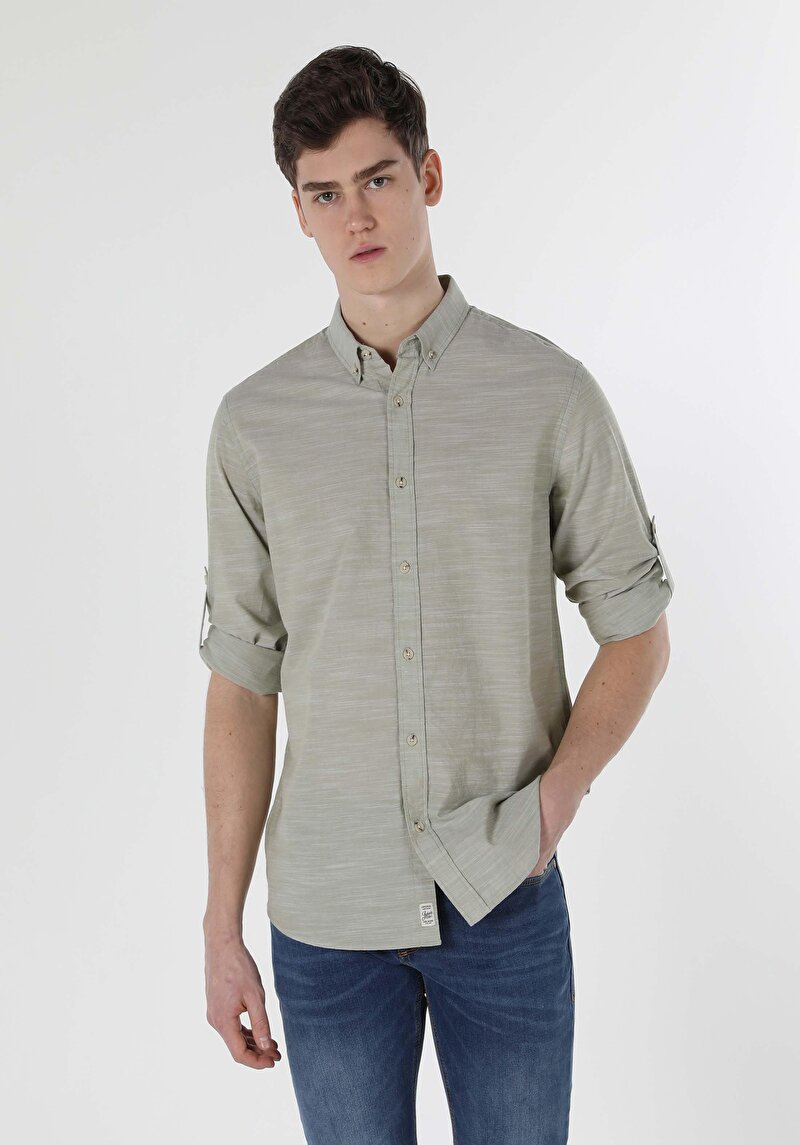 Зображення Сорочка З Довгим Рукавом Чоловіча Зелена  Cl1058567