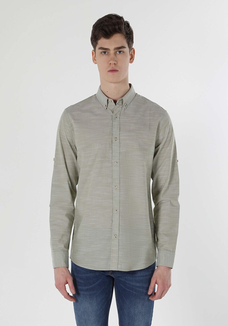 Показати інформацію про Сорочка З Довгим Рукавом Чоловіча Зелена  Cl1058567