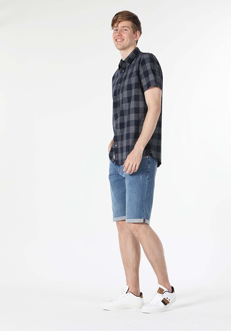 Зображення Сорочка З Коротким Рукавом Чоловіча Синя  Cl1058646