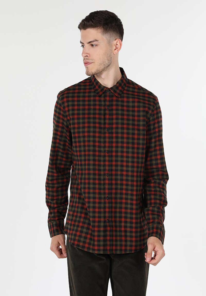 Показати інформацію про Сорочка З Довгим Рукавом Чоловіча Коричнева  Cl1061374