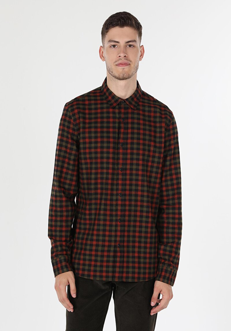 Показати інформацію про Сорочка З Довгим Рукавом Чоловіча Коричнева  Cl1061374