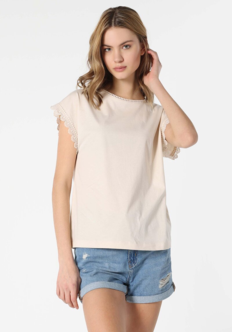 Показати інформацію про Футболка З Коротким Рукавом Жіноча Бежева  Cl1063800