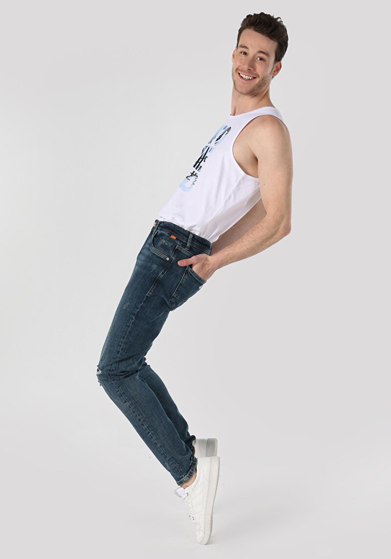 Зображення 041 Danny Джинси Чоловічі Блакитні Вузького Крою Cl1063484