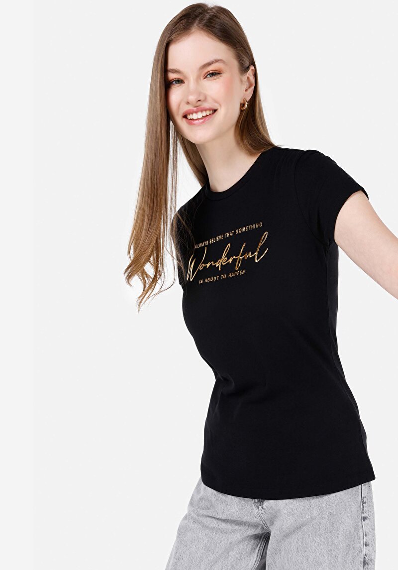 Зображення Футболка З Коротким Рукавом Жіноча Чорна  Cl1068594