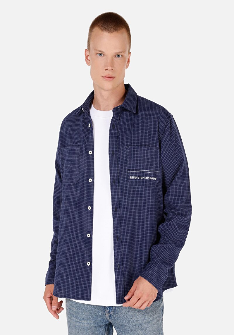 Зображення Сорочка З Довгим Рукавом Чоловіча Синя  Cl1071027