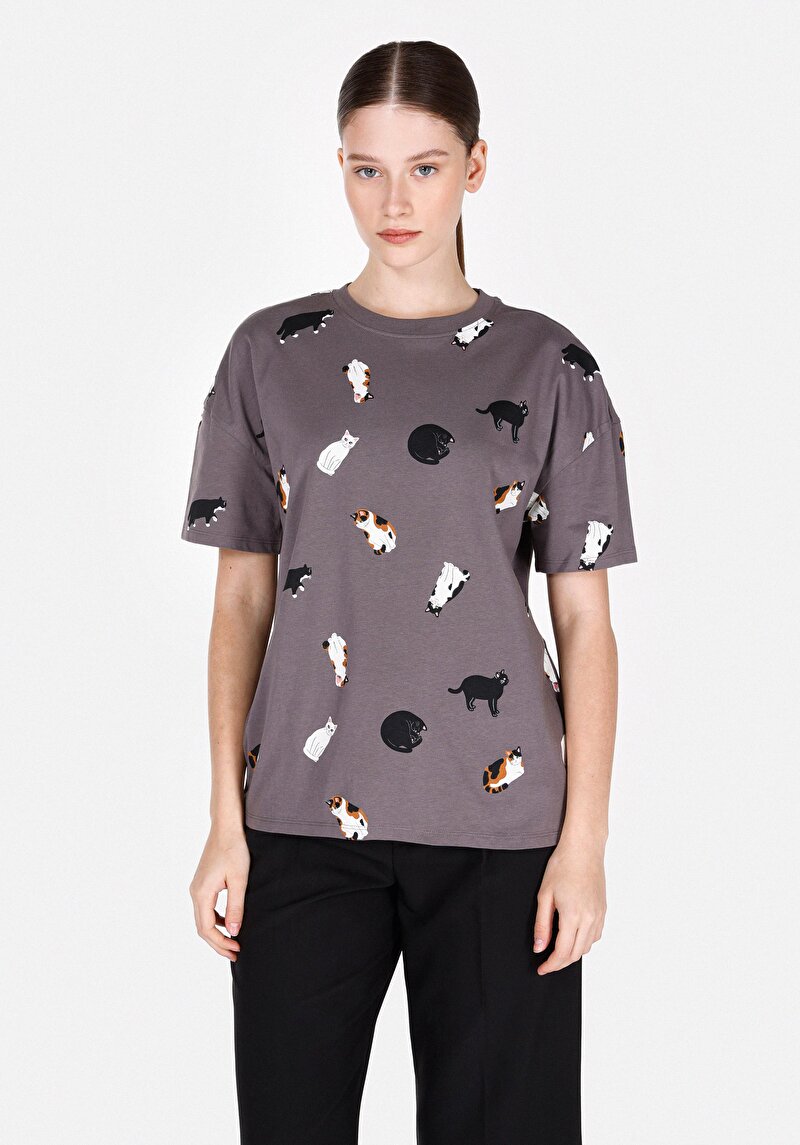 Зображення Футболка З Коротким Рукавом Жіноча Сіра  Cl1073448