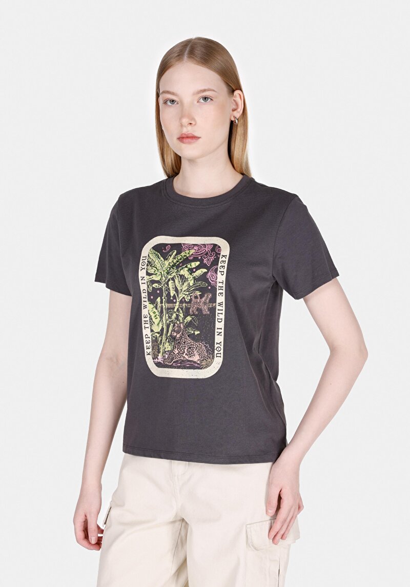 Зображення Футболка З Коротким Рукавом Жіноча Сіра  Cl1073474