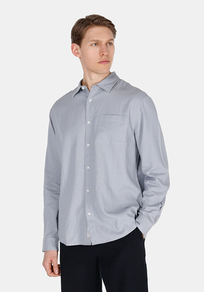 Зображення Сорочка З Довгим Рукавом Чоловіча Сіра Cl1074490