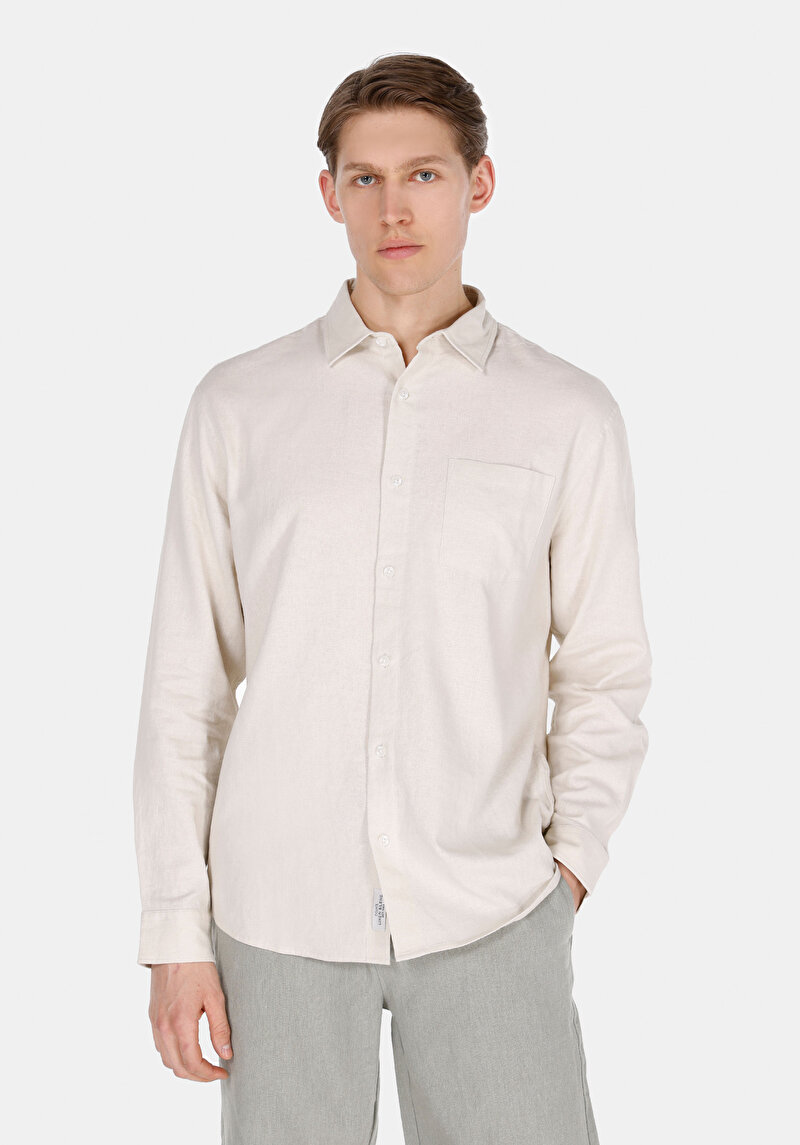 Зображення Сорочка З Довгим Рукавом Чоловіча Бежева Cl1074490