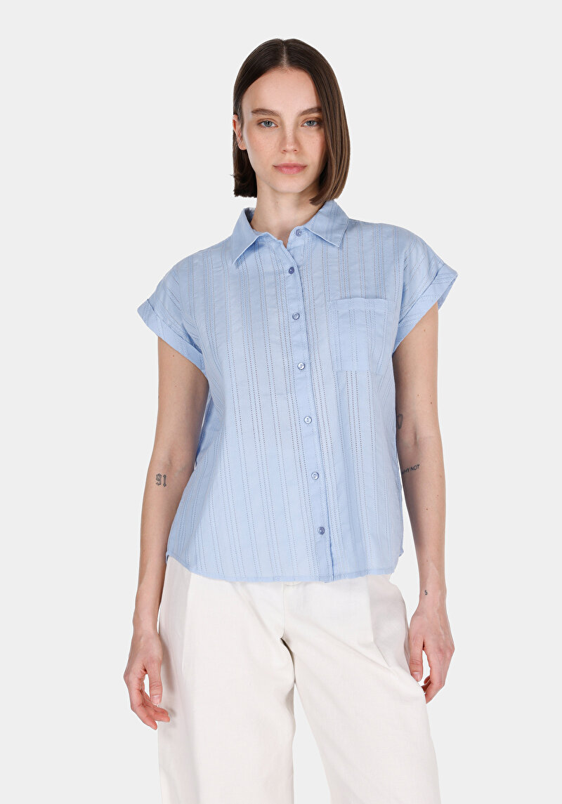 Зображення Сорочка З Коротким Рукавом Жіноча Блакитна Cl1073335