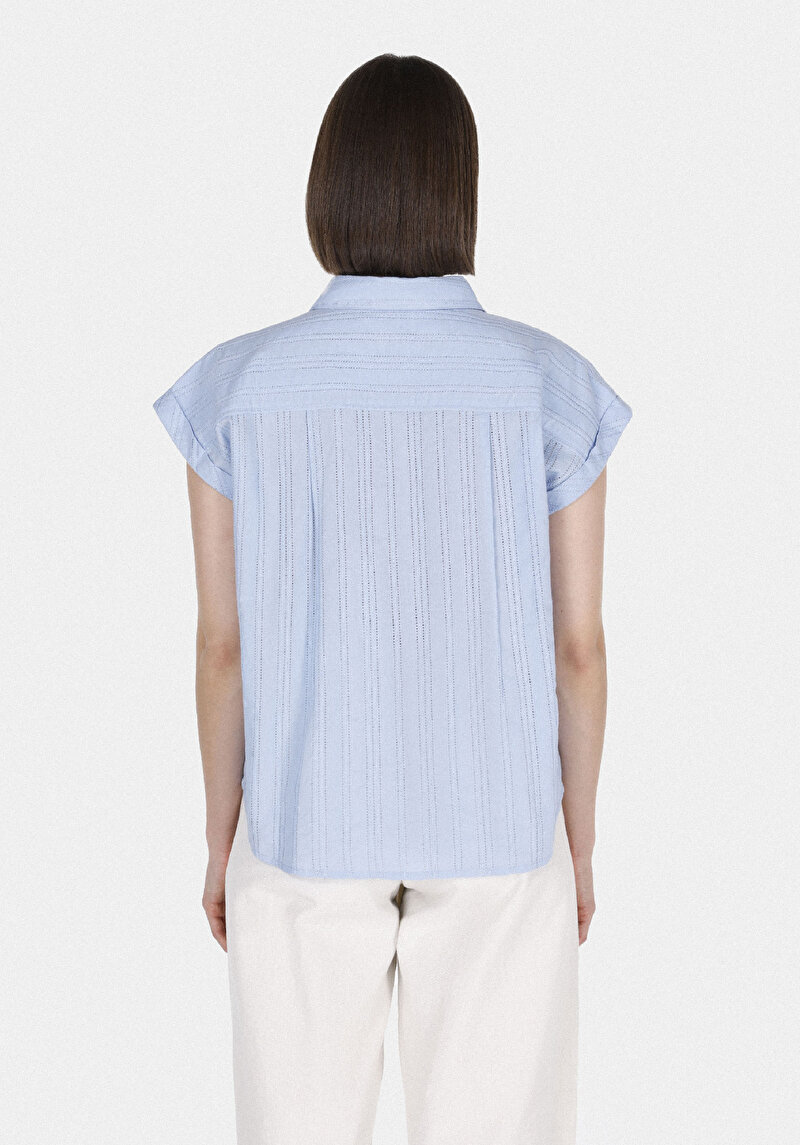 Зображення Сорочка З Коротким Рукавом Жіноча Блакитна Cl1073335