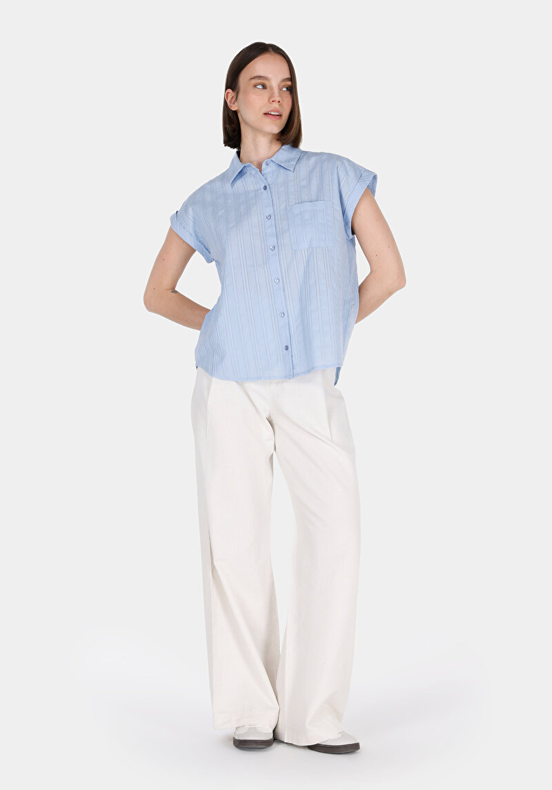 Зображення Сорочка З Коротким Рукавом Жіноча Блакитна Cl1073335