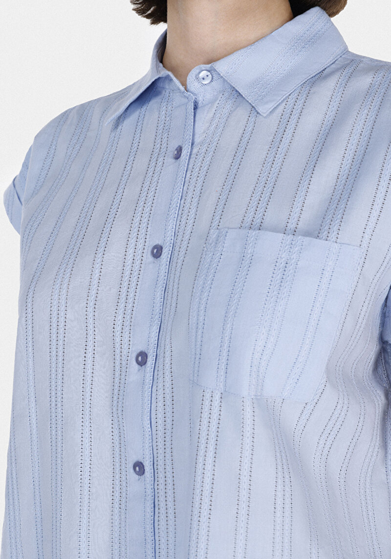 Зображення Сорочка З Коротким Рукавом Жіноча Блакитна Cl1073335