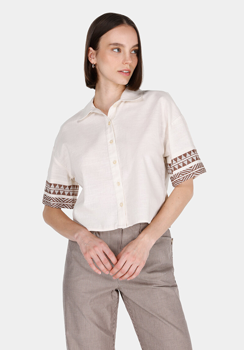 Зображення Сорочка З Коротким Рукавом Жіноча Бежева Cl1073356