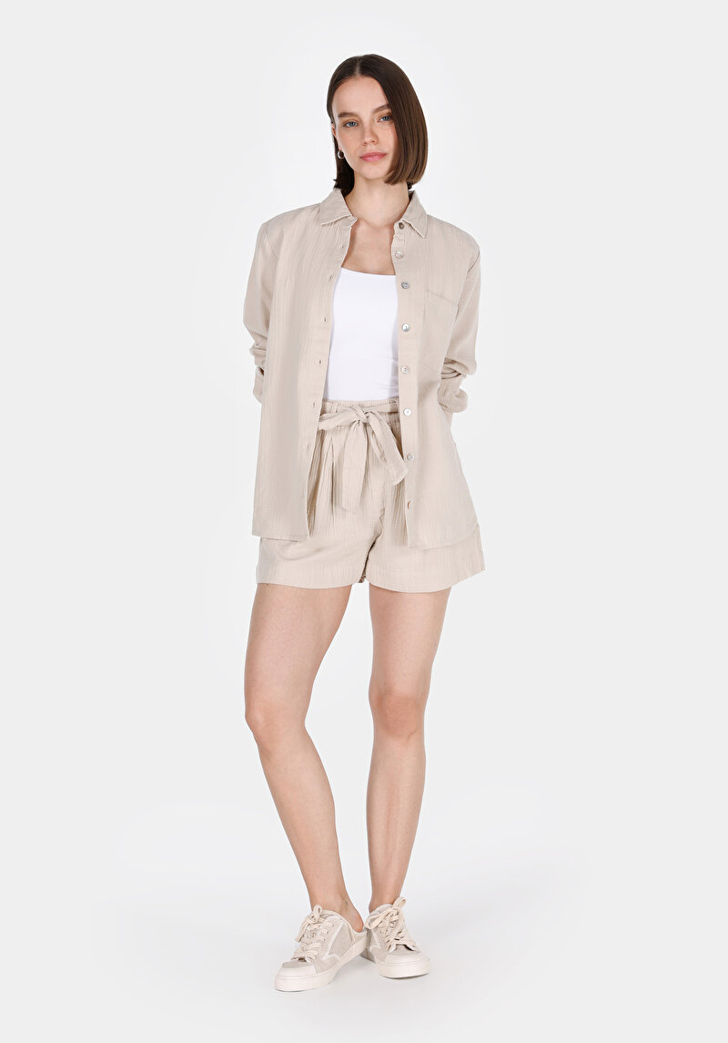 Показати інформацію про Сорочка З Довгим Рукавом Жіноча Бежева  Cl1074245