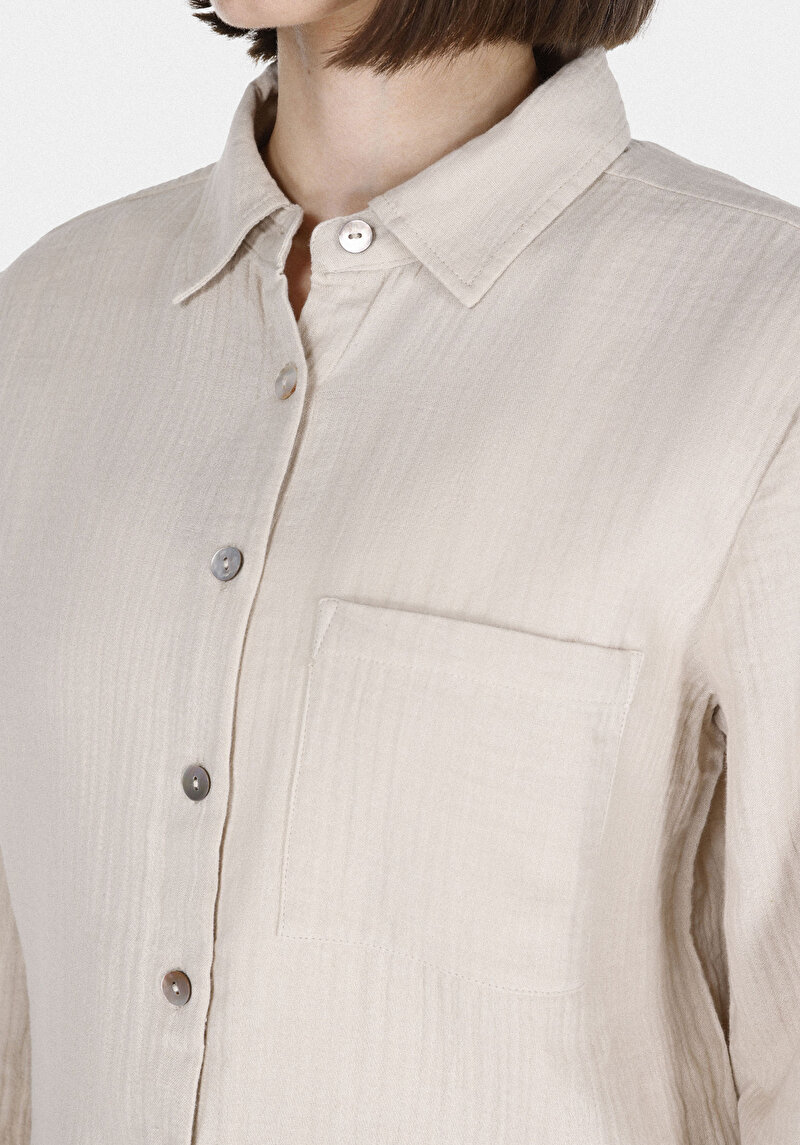 Показати інформацію про Сорочка З Довгим Рукавом Жіноча Бежева  Cl1074245