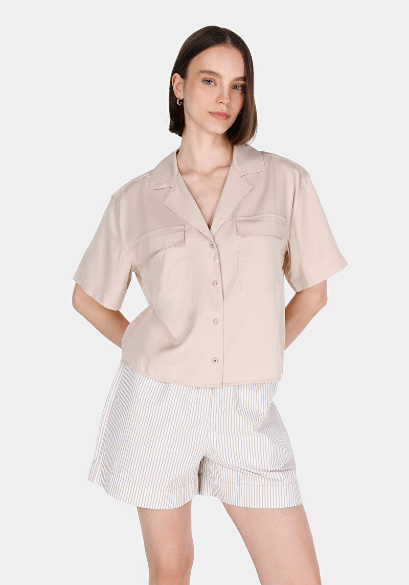 Зображення Сорочка З Коротким Рукавом Жіноча Бежева  Cl1074532