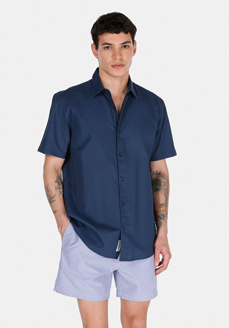 Зображення Сорочка З Коротким Рукавом Чоловіча Синя  Cl1074069