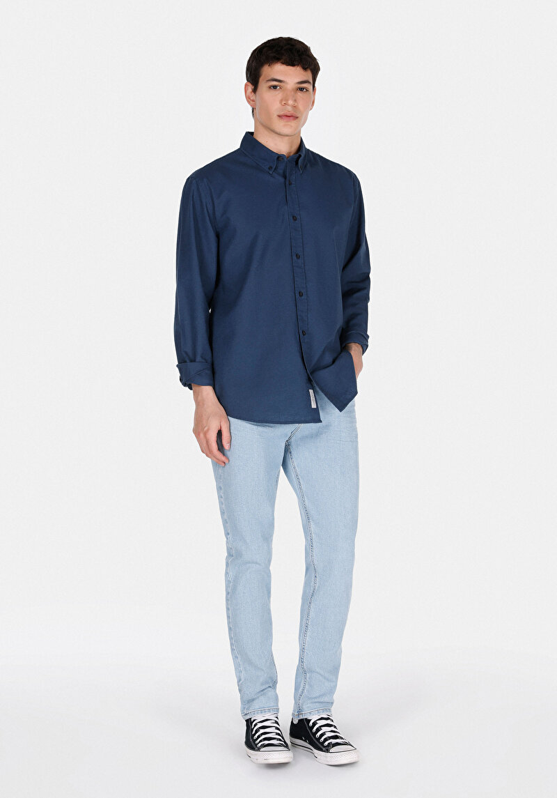 Показати інформацію про Сорочка З Довгим Рукавом Чоловіча Синя  Cl1074489