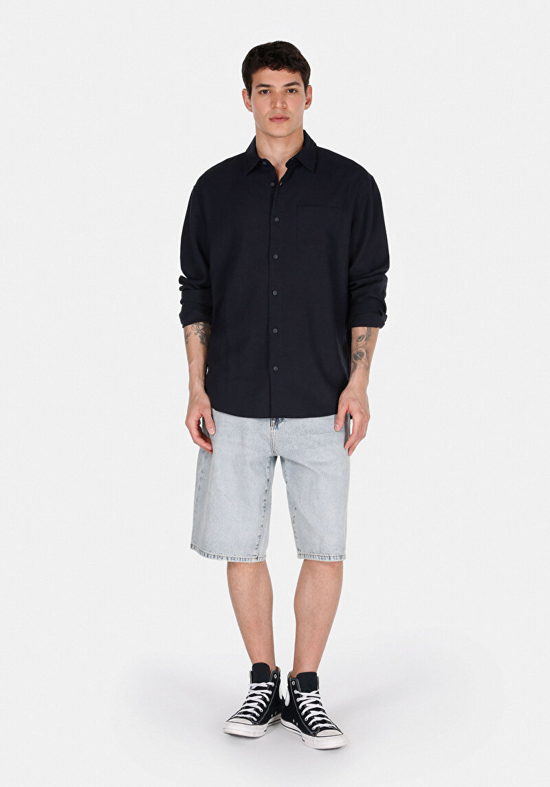 Показати інформацію про Сорочка З Довгим Рукавом Чоловіча Синя  Cl1074490