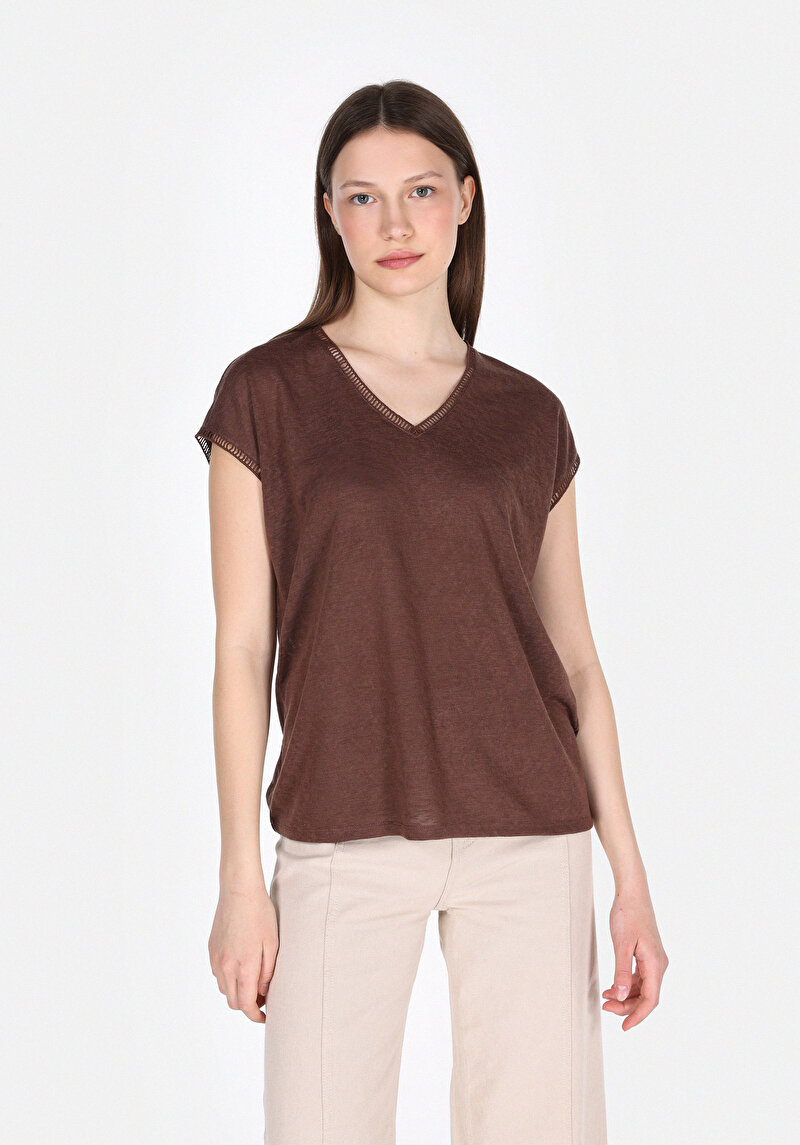 Зображення Футболка З Коротким Рукавом Жіноча Коричнева  Cl1074594