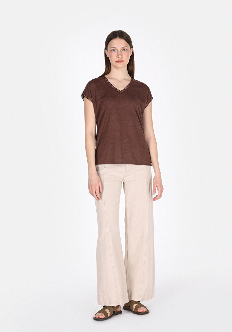 Показати інформацію про Футболка З Коротким Рукавом Жіноча Коричнева  Cl1074594