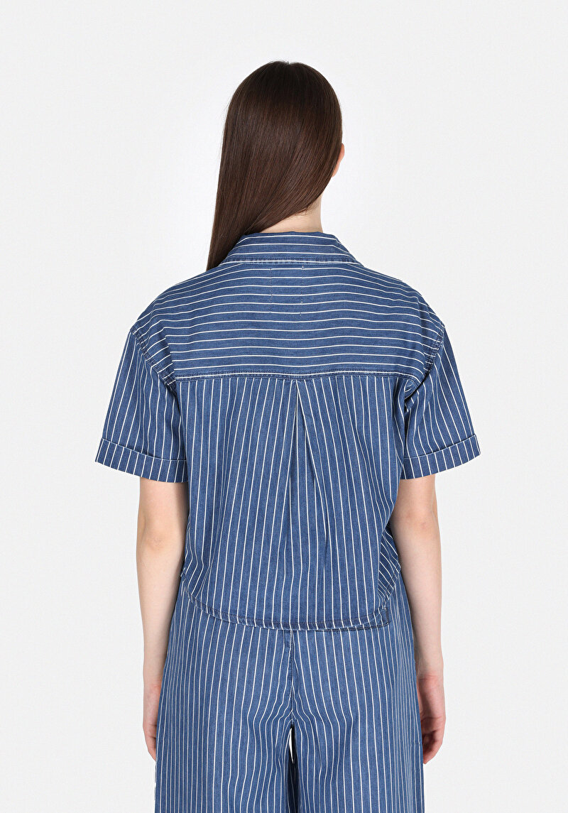 Показати інформацію про 490 Arina Сорочка З Коротким Рукавом Жіноча Блакитна  Cl1074970