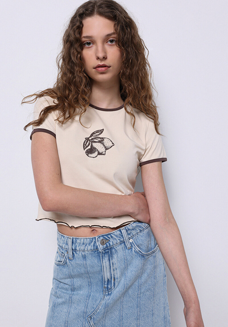 Зображення Футболка З Коротким Рукавом Жіноча Бежева  Cl1073159