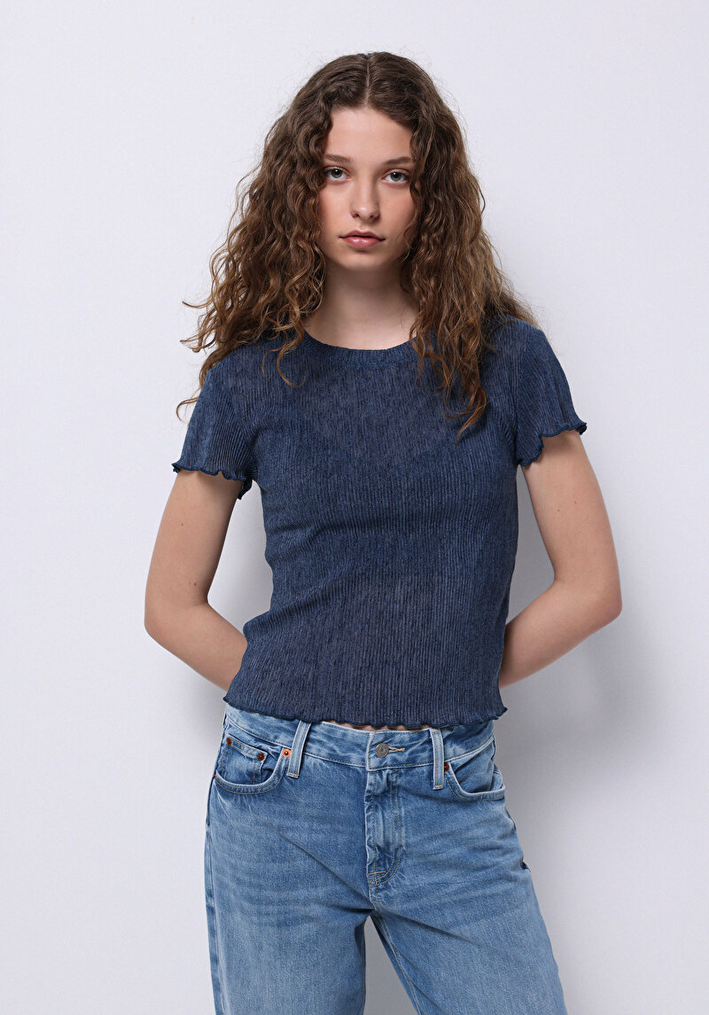 Показати інформацію про Блуза З Коротким Рукавом Жіночий Блакитна  Cl1073173