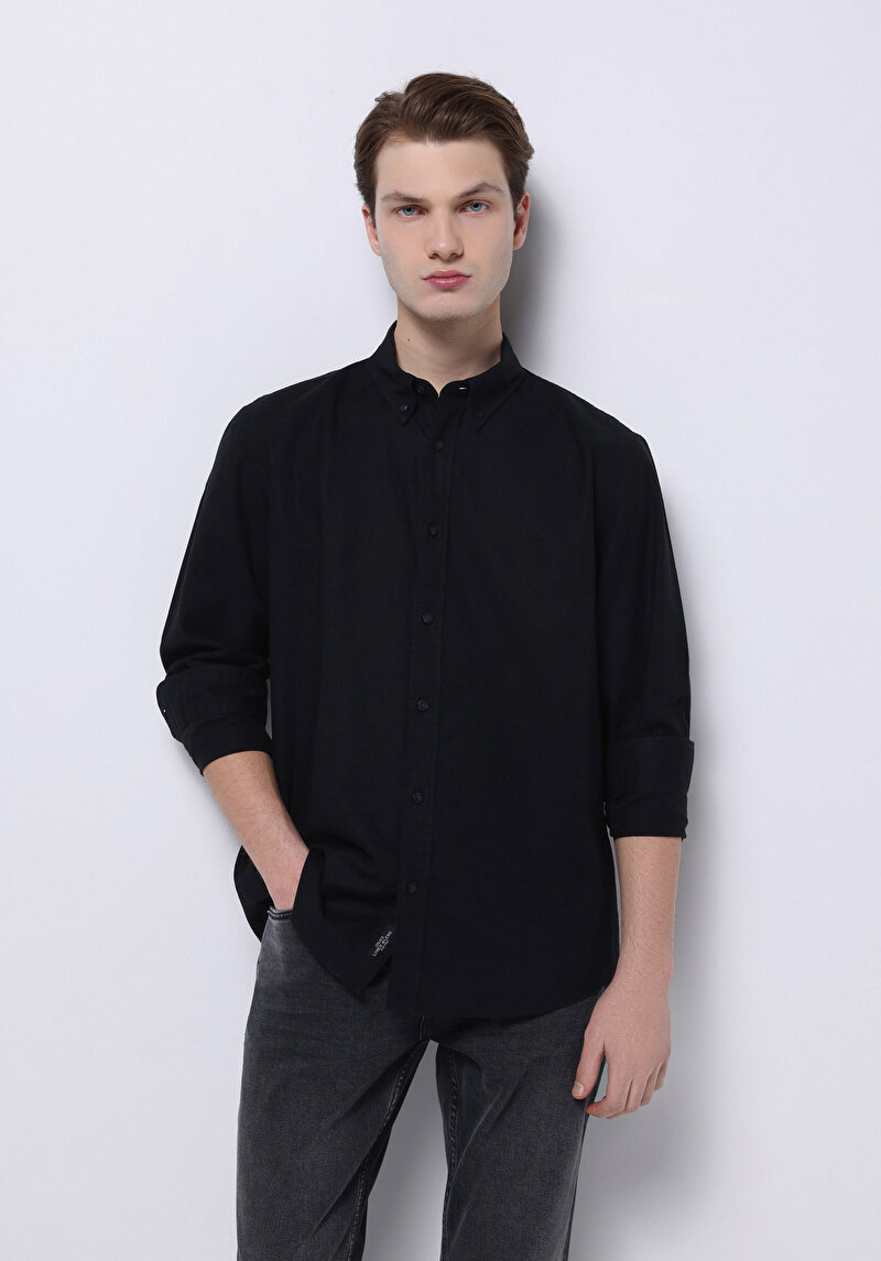 Зображення Сорочка З Довгим Рукавом Чоловіча Чорна Cl1074489