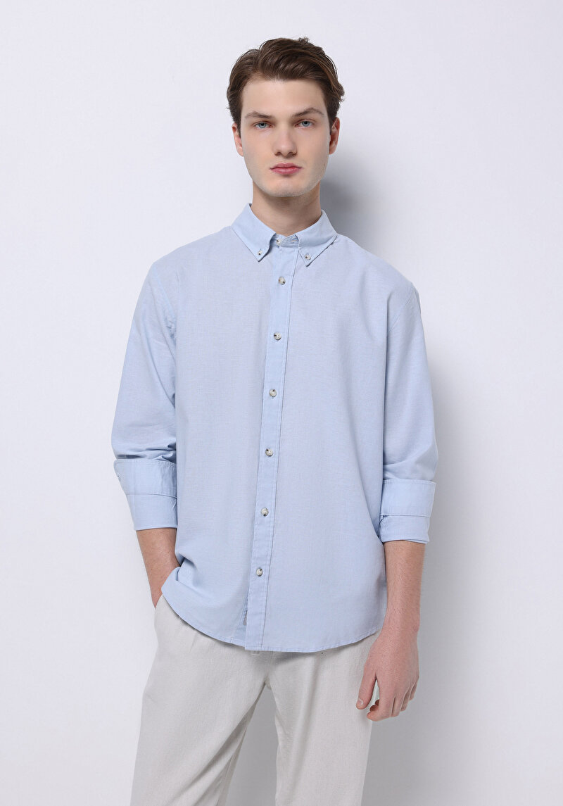 Зображення Сорочка З Довгим Рукавом Чоловіча Блакитна Cl1074489