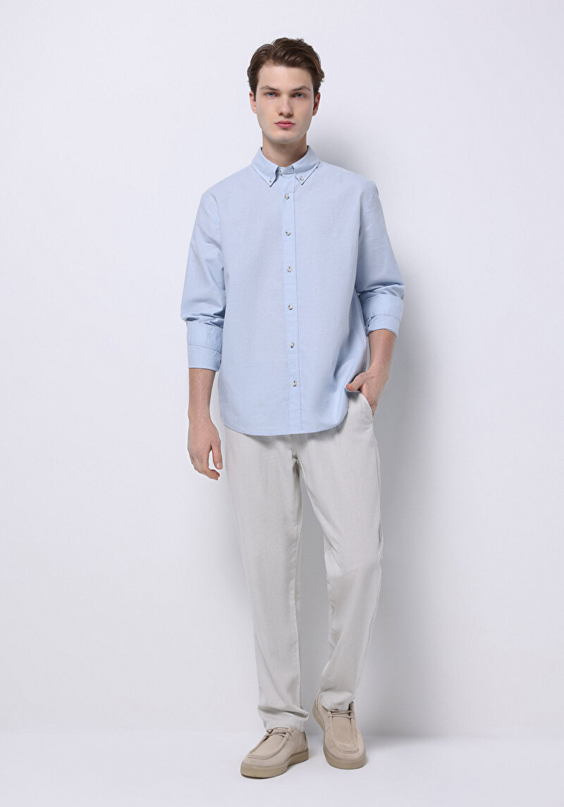 Показати інформацію про Сорочка З Довгим Рукавом Чоловіча Блакитна  Cl1074489