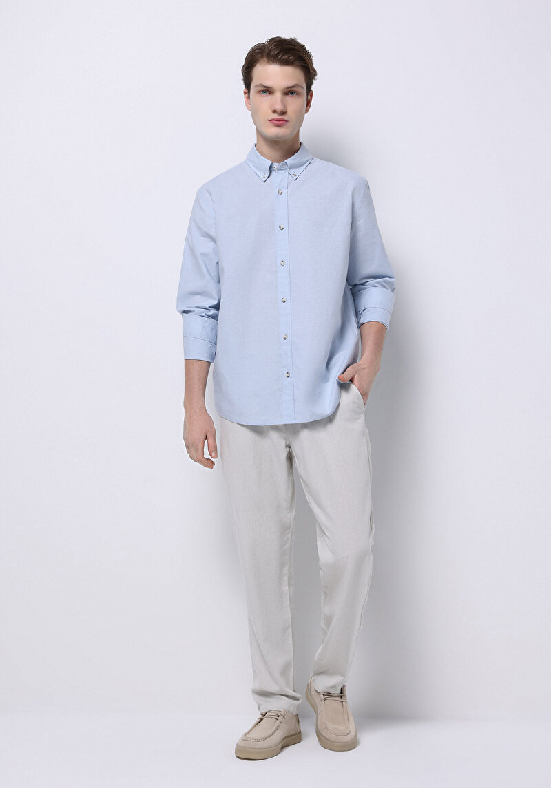 Зображення Сорочка З Довгим Рукавом Чоловіча Блакитна Cl1074489