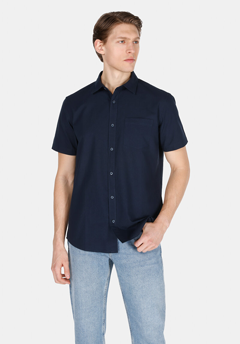 Зображення Сорочка З Коротким Рукавом Чоловіча Синя  Cl1073847