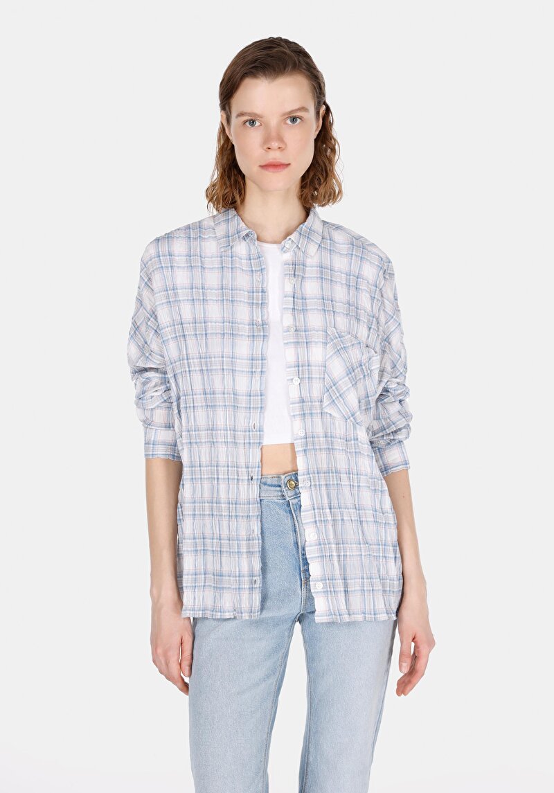 Зображення Сорочка З Довгим Рукавом Жіноча Блакитна  Cl1073287