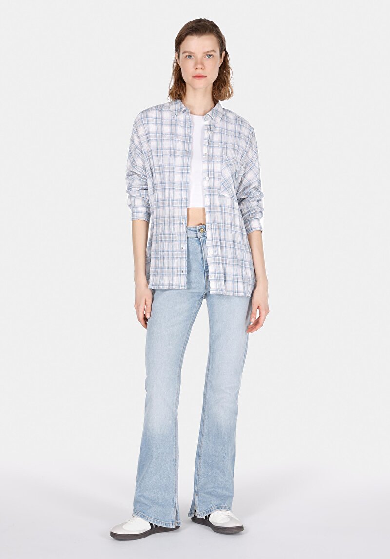 Зображення Сорочка З Довгим Рукавом Жіноча Блакитна Cl1073287