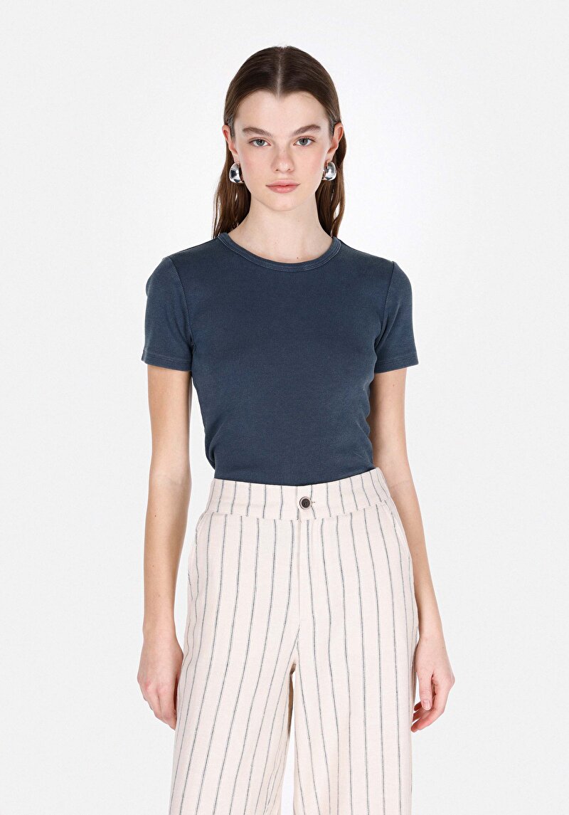 Зображення Блуза З Коротким Рукавом Жіночий Блакитна  Cl1073924