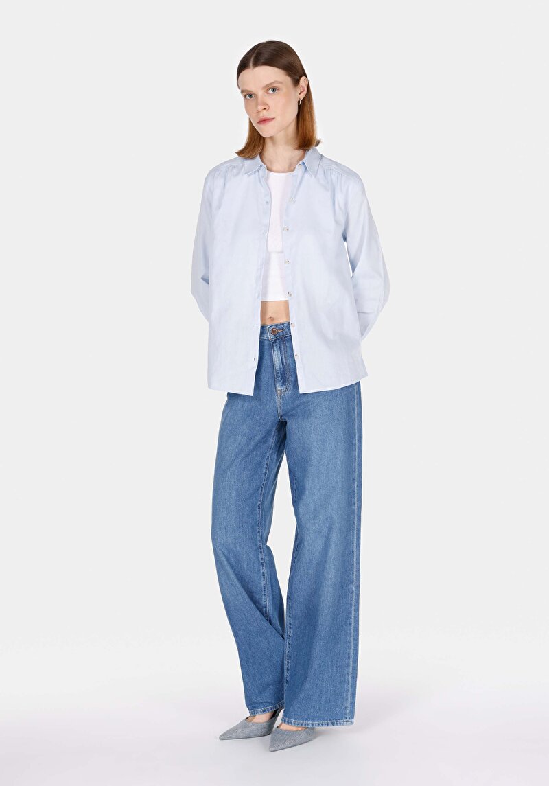 Показати інформацію про Сорочка З Довгим Рукавом Жіноча Блакитна  Cl1073407