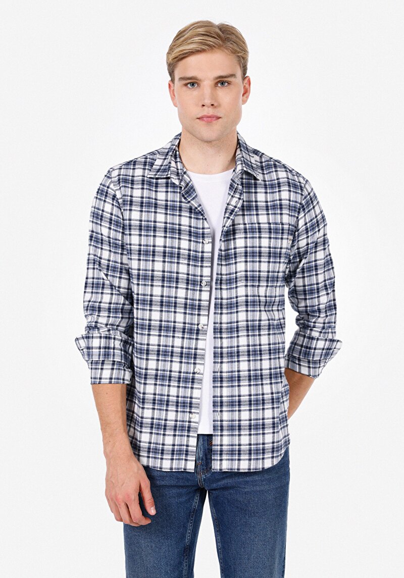 Зображення Сорочка З Довгим Рукавом Чоловіча Синя  Cl1072024