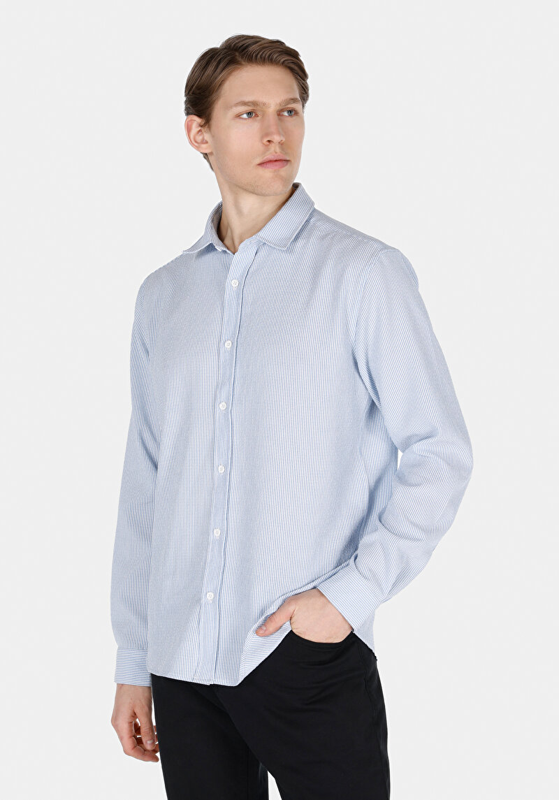 Зображення Сорочка З Довгим Рукавом Чоловіча Блакитна  Cl1072092