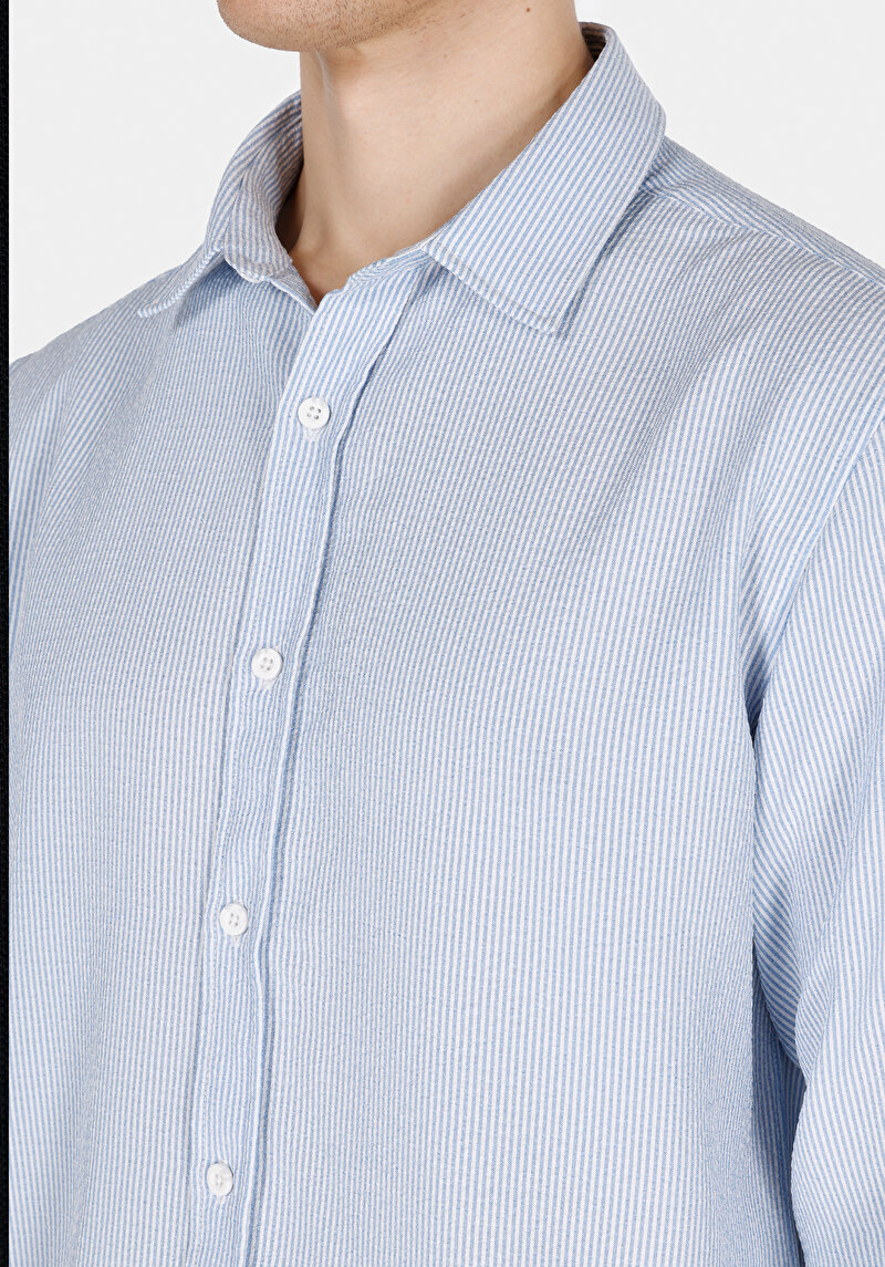 Показати інформацію про Сорочка З Довгим Рукавом Чоловіча Блакитна  Cl1072092