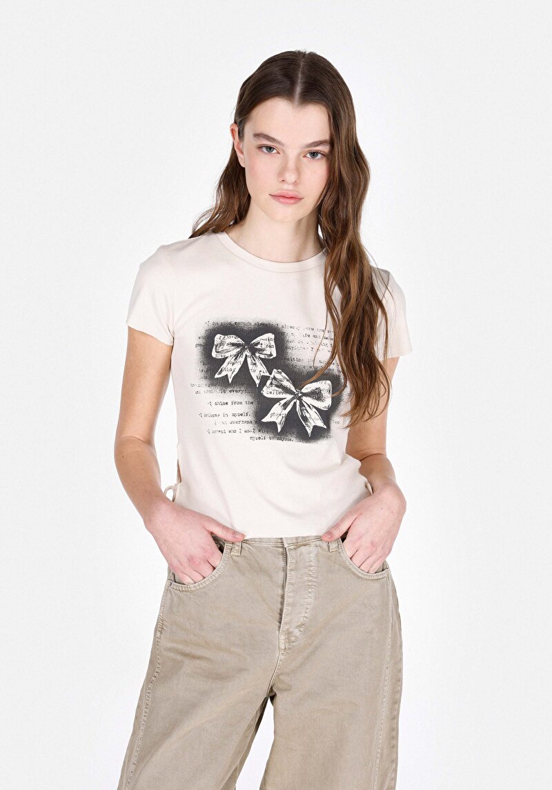 Зображення Блуза З Коротким Рукавом Жіночий Бежева  Cl1073544