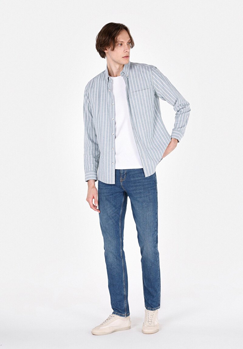 Зображення 044 Karl Джинси Чоловічі Блакитні Прямого Крою Cl1072225