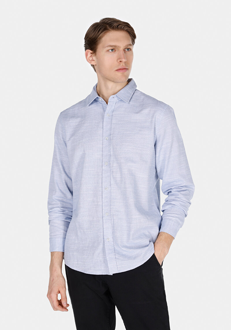 Зображення Сорочка З Довгим Рукавом Чоловіча Блакитна Cl1073563
