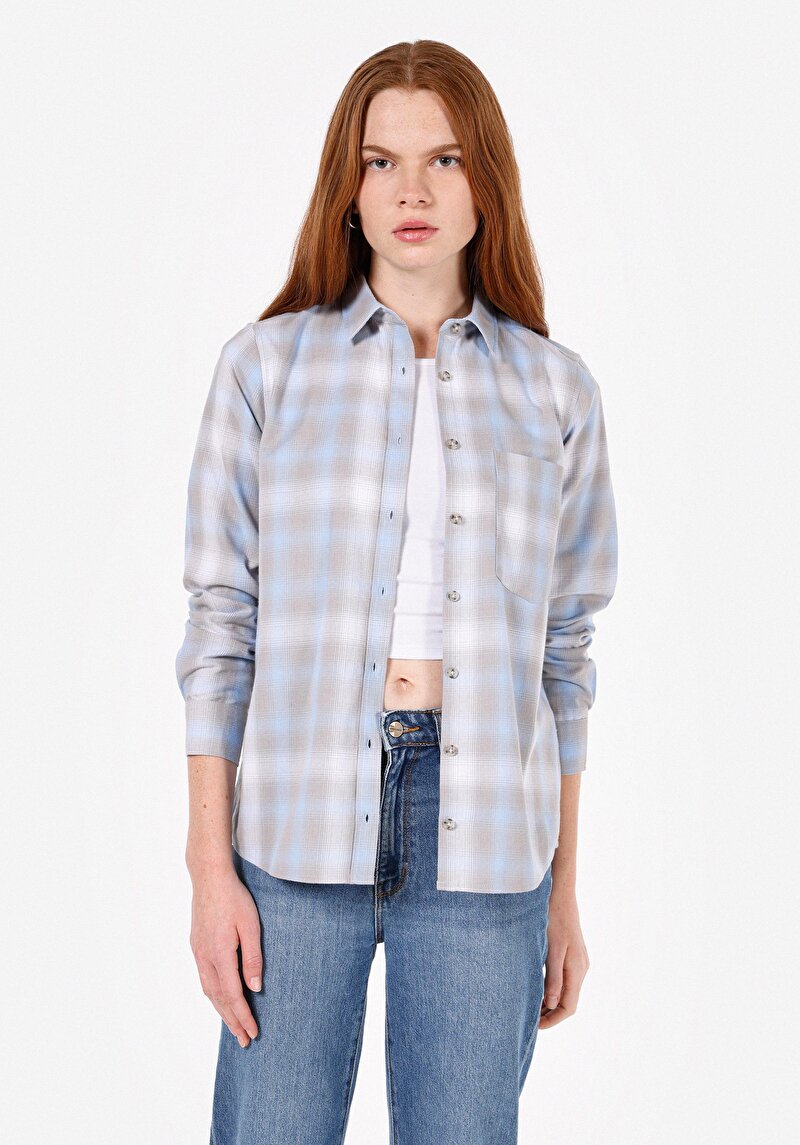 Зображення Сорочка З Довгим Рукавом Жіноча Блакитна Cl1072494