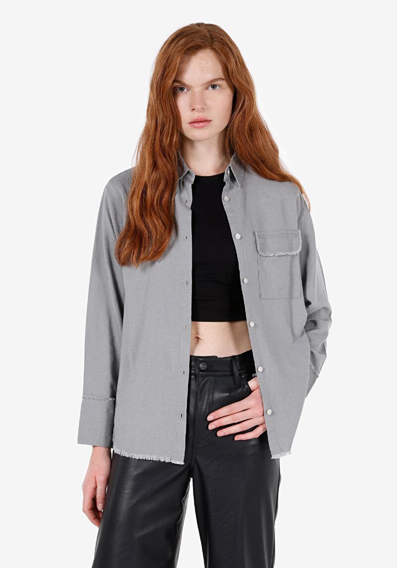 Зображення Сорочка З Довгим Рукавом Жіноча Сіра  Cl1072496