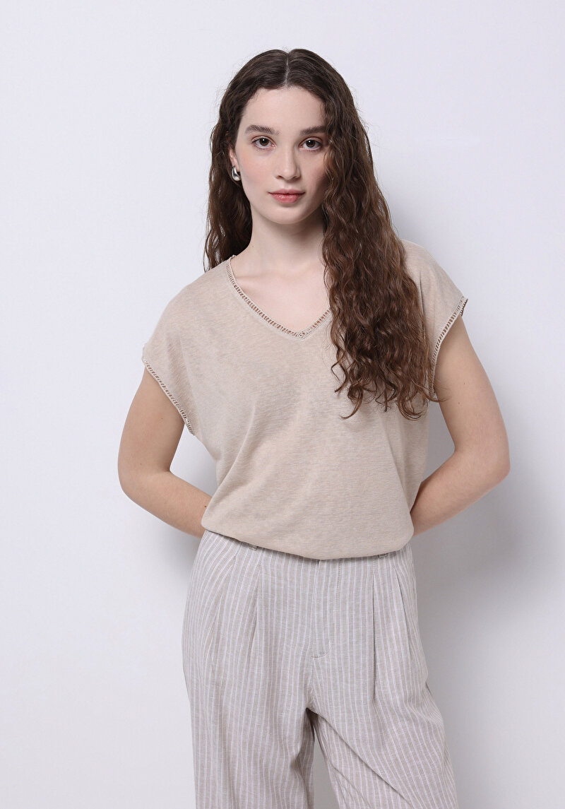 Зображення Футболка З Коротким Рукавом Жіноча Бежева  Cl1074594